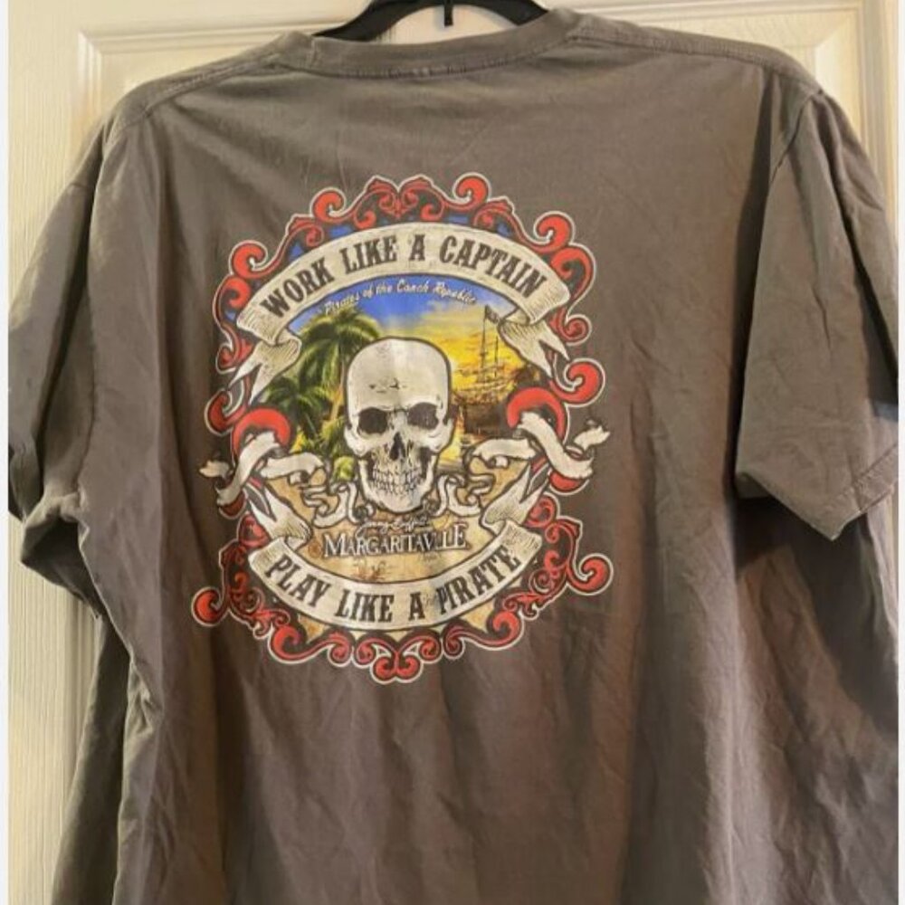 Margaritaville Shirt XXLarge  (XL) Grey Jimmy Buffett Pirates Skull  Nashville